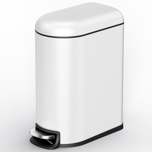 Barleyfield Small Bathroom Trash Can with Lid Soft Close, 2.8 pounds, White