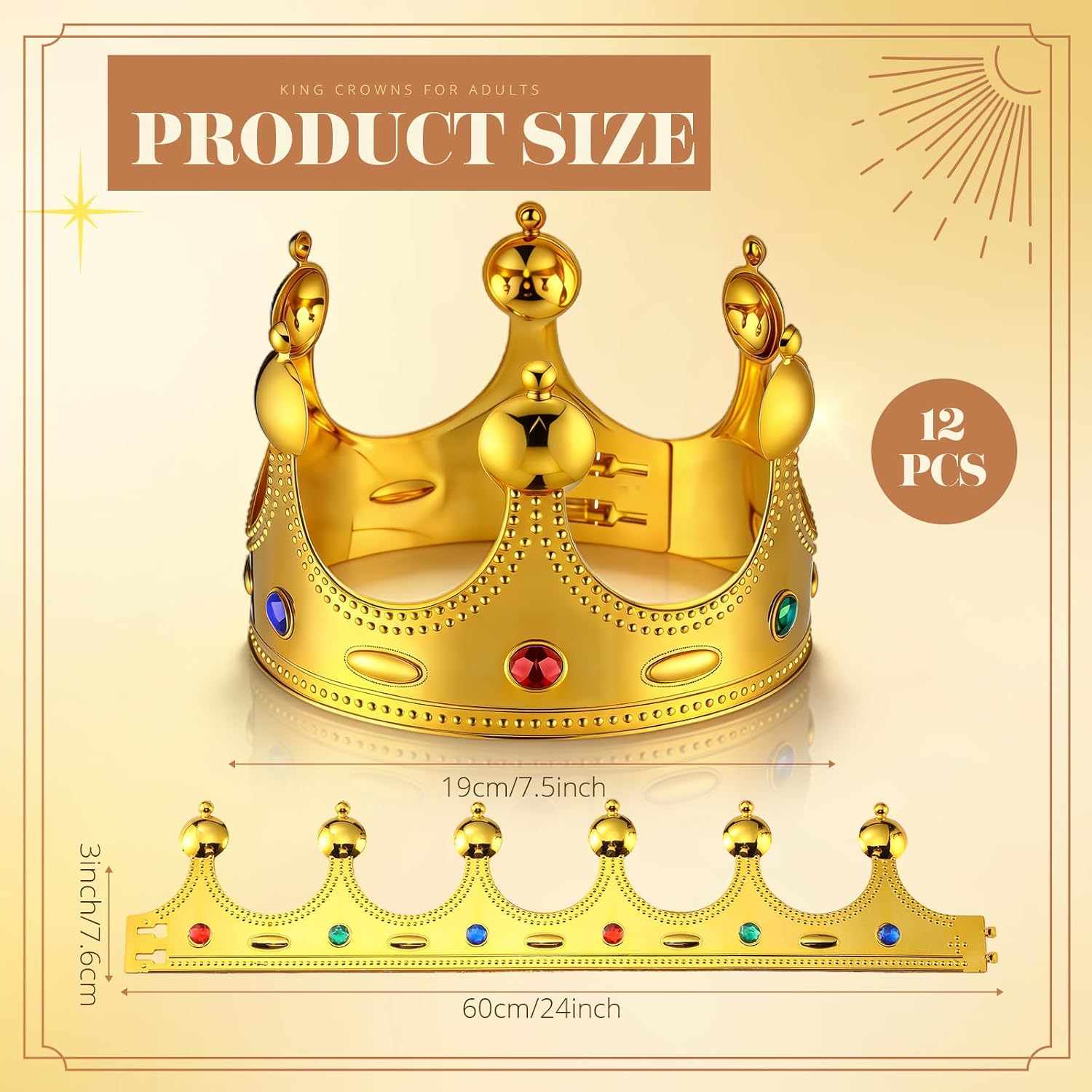 Ashenby 12 Pcs King Crowns Gold Royal Crown, Cosplay