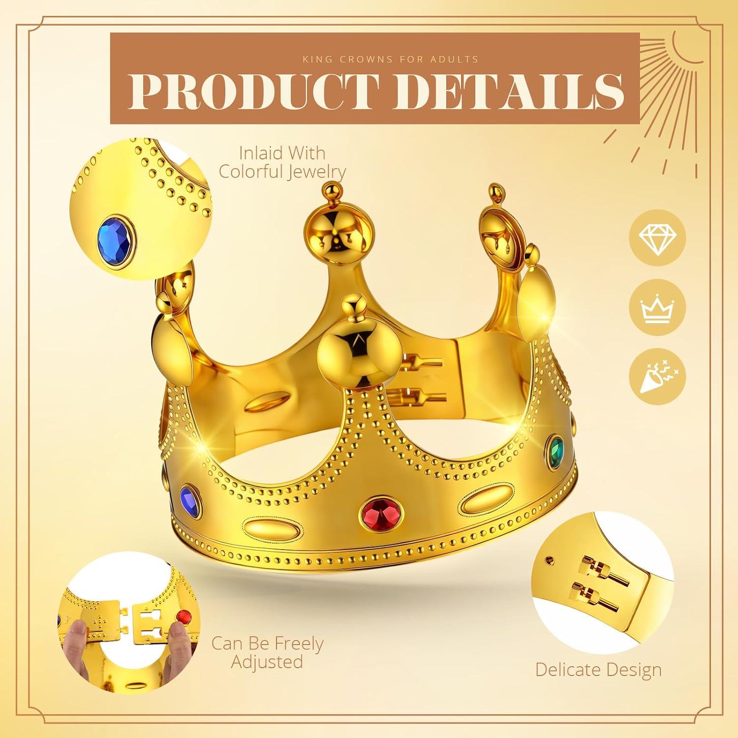 Ashenby 12 Pcs King Crowns Gold Royal Crown, Cosplay