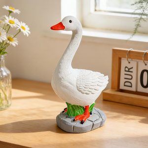 Aldernest 7 Inch Desk Goose Figurine, Goose Statue for Home Office Decor, White