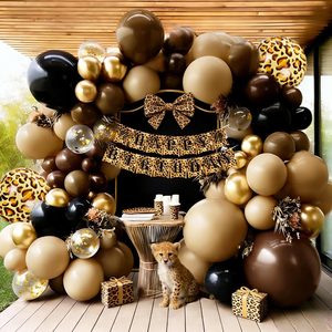 Aldernest Brown Balloon Arch Kit Double Stuffed Neutral Dark Brown Gold Black Balloon Garland Kit Coffee Tan Nude Balloons for Cheetah Leopard