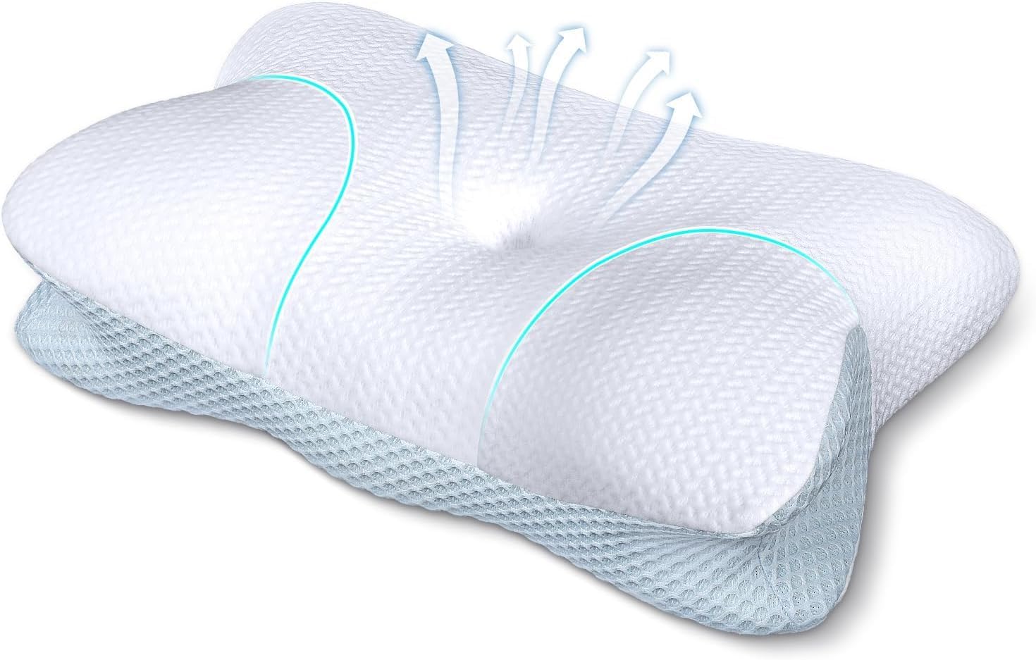 Aldernest Cervical Neck Support Pillow, Ergonomic Memory Foam Pillow for Proper Alignment, White