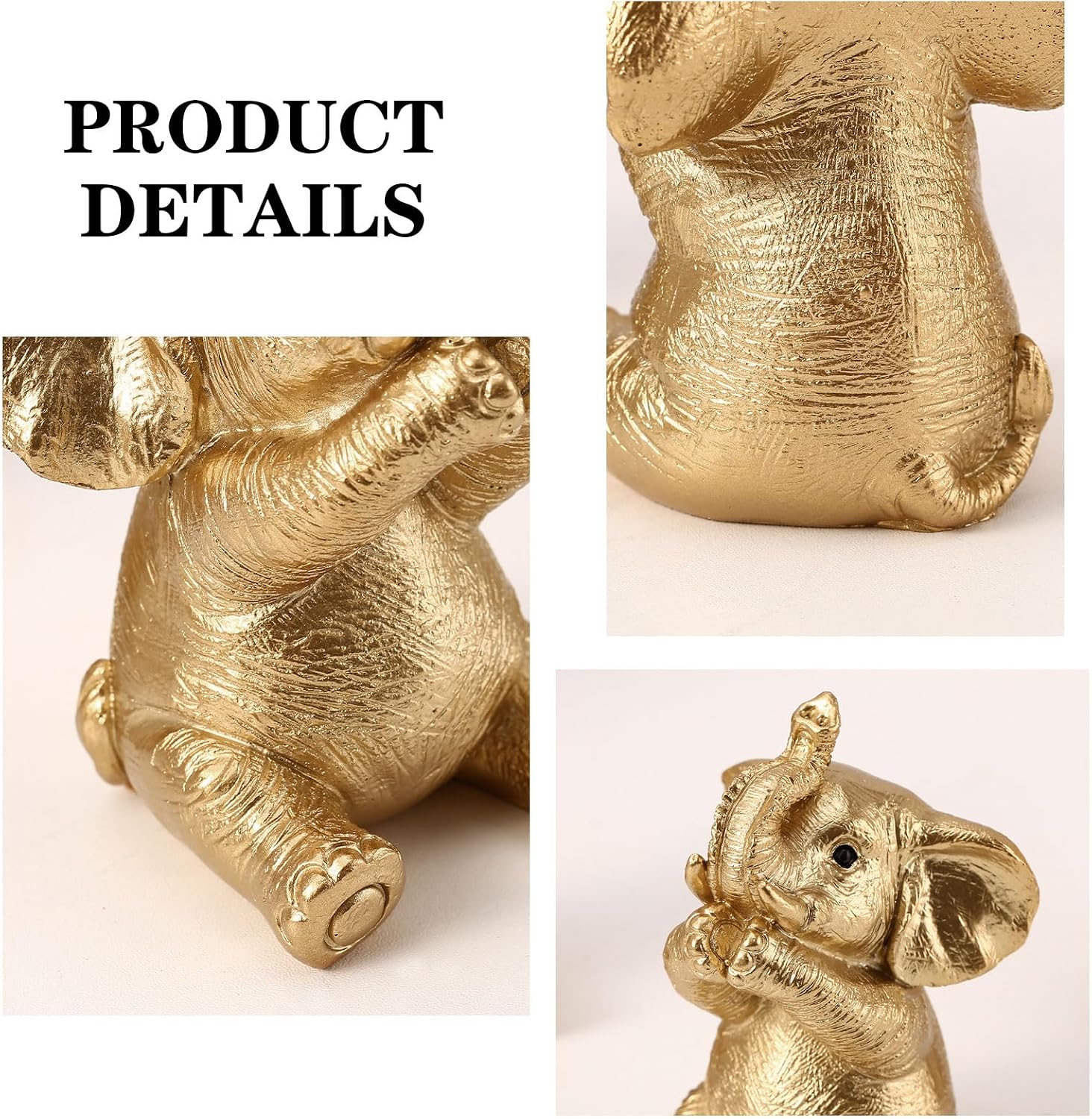 Aldernest Elephant Statue.Elephant Decor for Women, 0.73 kg, Small, Gold