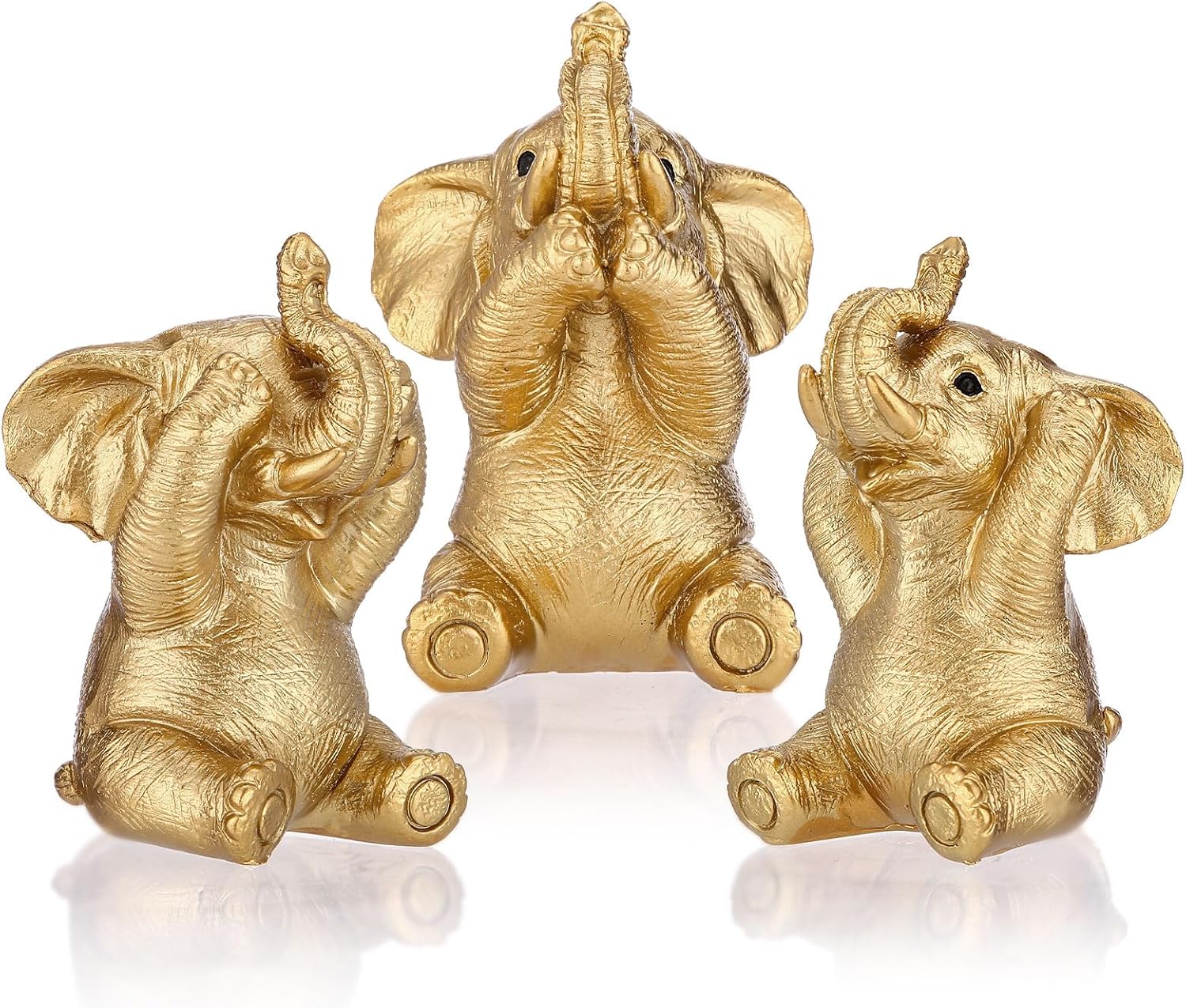 Aldernest Elephant Statue.Elephant Decor for Women, 0.73 kg, Small, Gold
