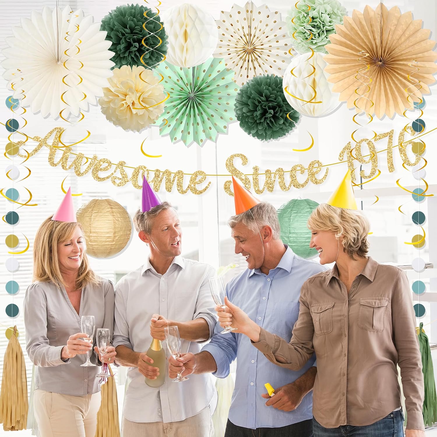 Aldernest 50th Birthday Party Decorations, Green Gold Awesome Since 1976