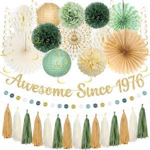 Aldernest 50th Birthday Party Decorations, Green Gold Awesome Since 1976