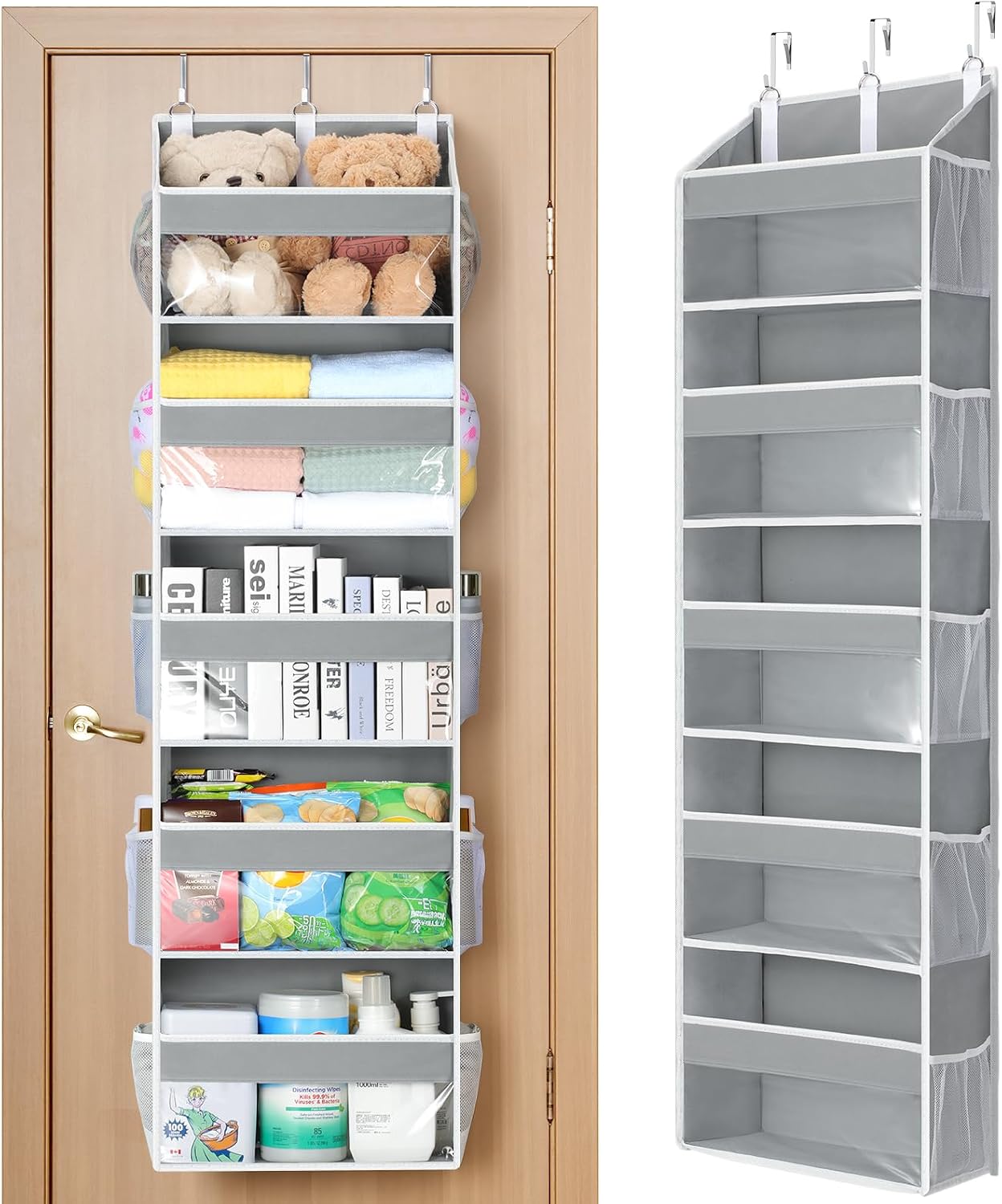 Aldernest Over the Door Organizer 5 Tiers, 1.5 pounds, Grey