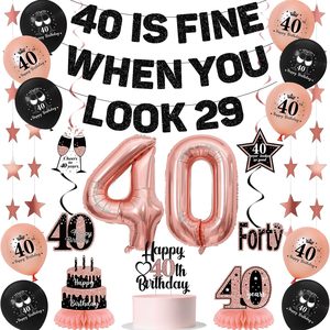 Aldernest Pink 40th Birthday Decorations Women, 40 Is Fine When You Look 29