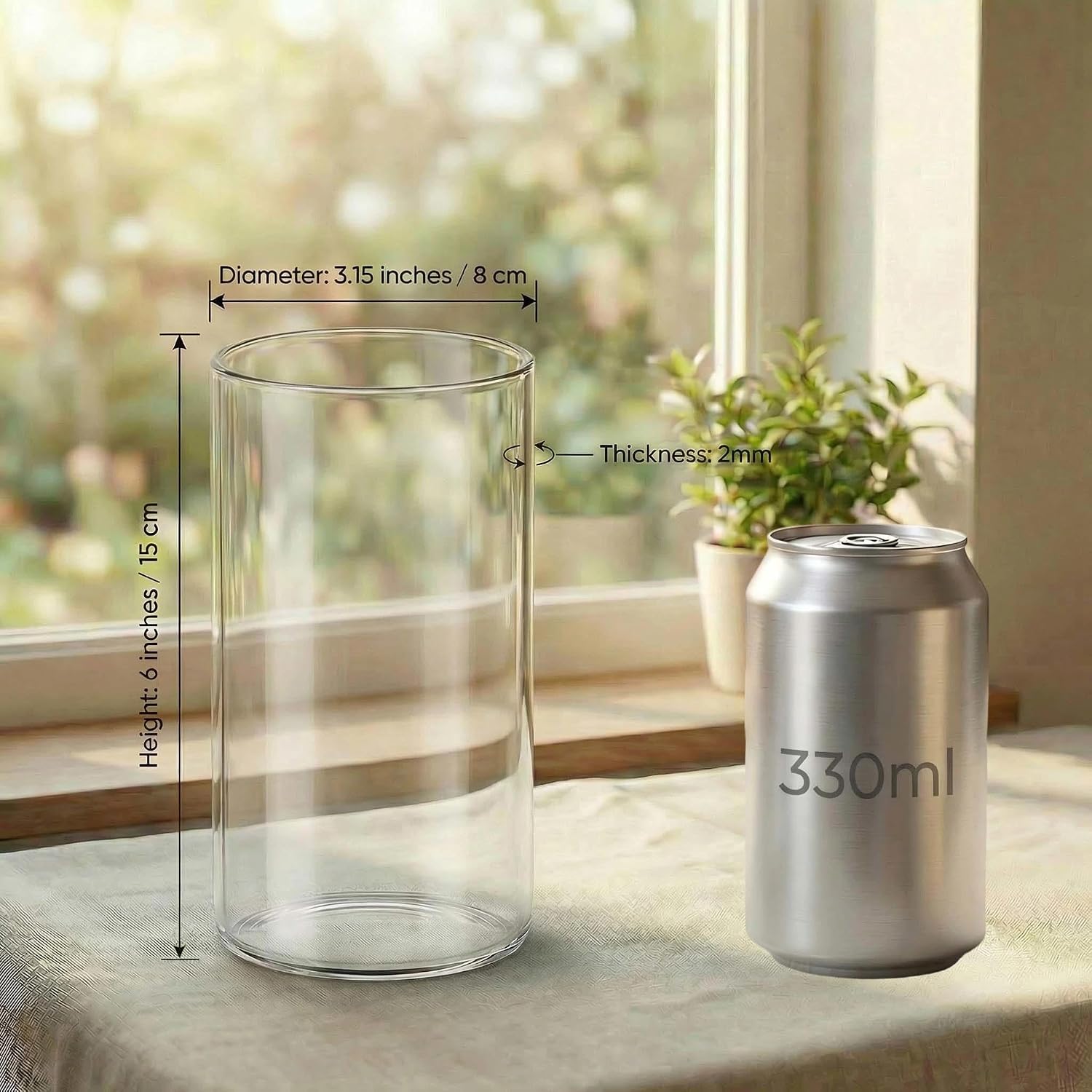 Aldernest Clear Glass Cylinder Vases for Flowers, 6 Count