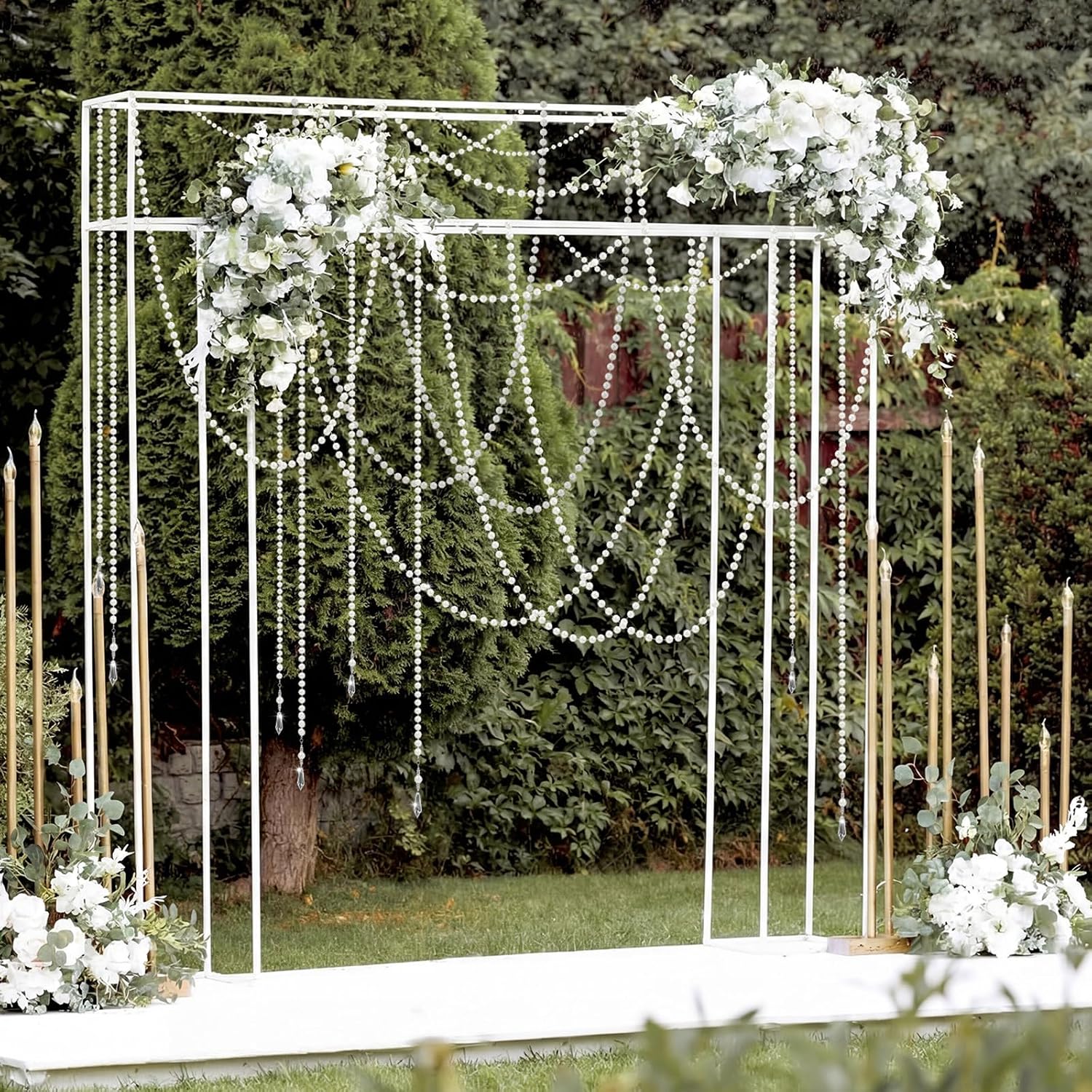 Ashenby 24 Pcs 78 ft Pearl Backdrop Garland, Faux Pearl Hanging String, White