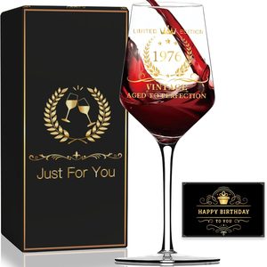 Ashenby 50th Birthday Wine Glass Gift Greeting Card for Men 1976, 4 ounces, 16 Ounces