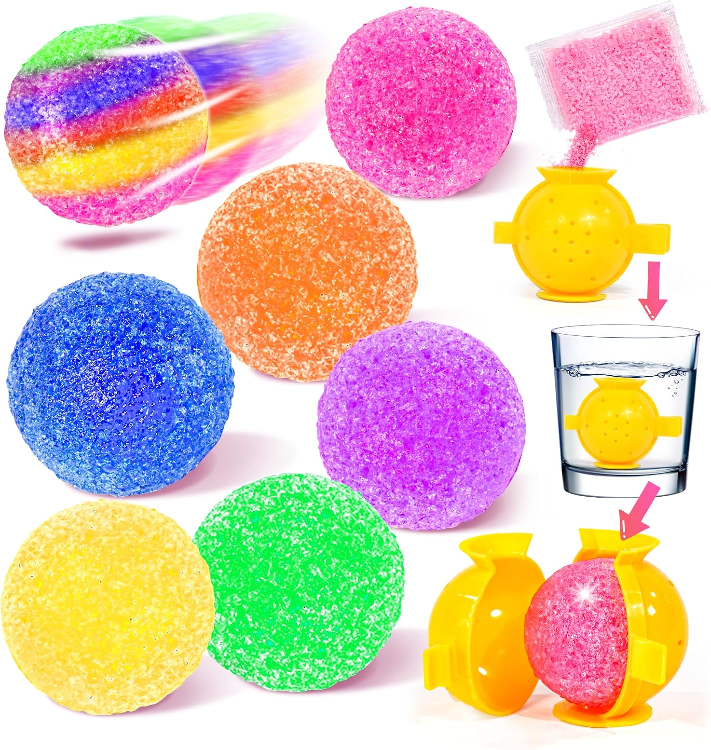 Aldernest 24 Packs Gift Bouncy Ball Kit with Cards for Kids Magic Bouncing Ball STEM Science Experiment Craft Party Favors School Classroom Gifts