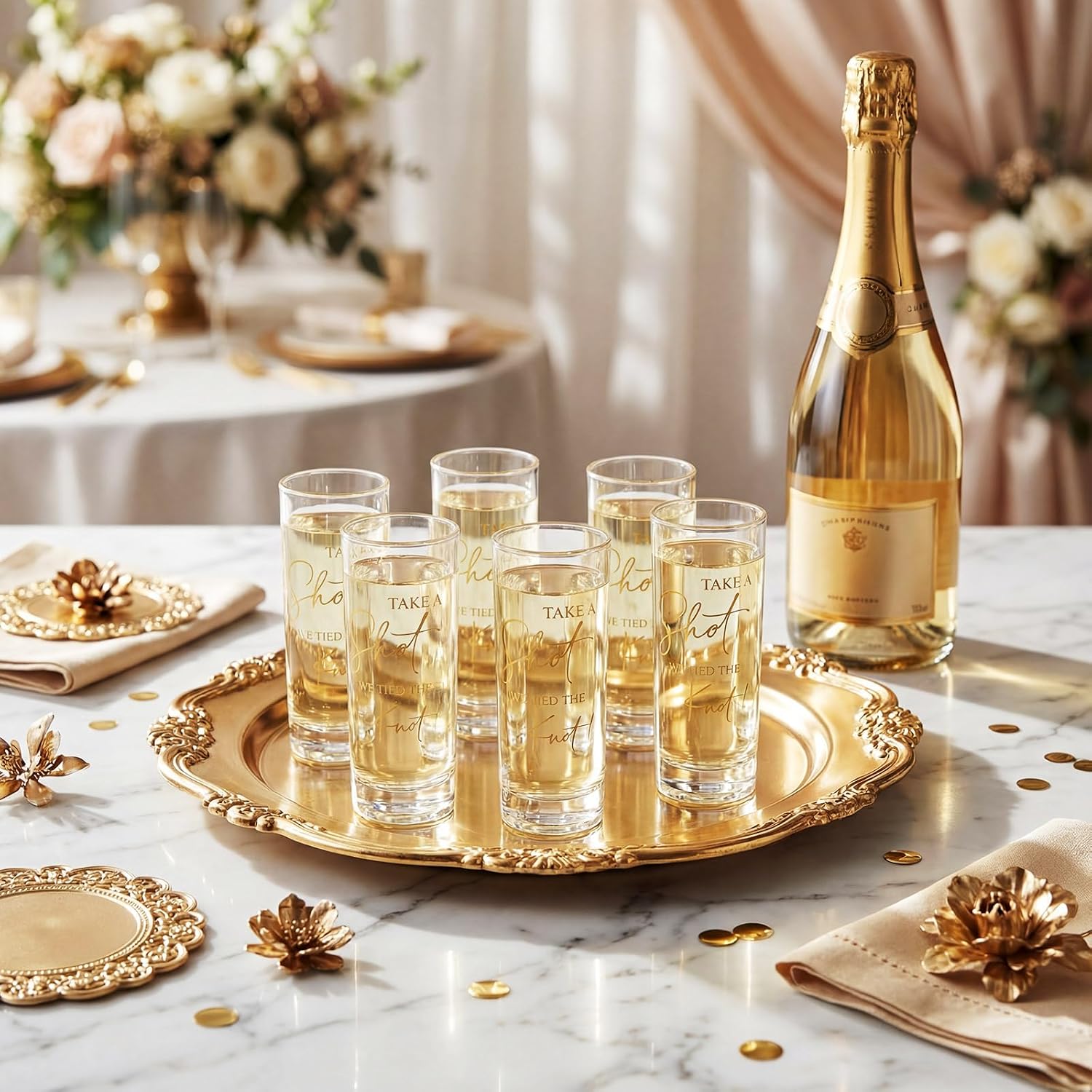 Ashenby 50 Set Wedding Thank You Gifts for Guests, Champagne, 6.3 x 4.2 inches, 150 Count