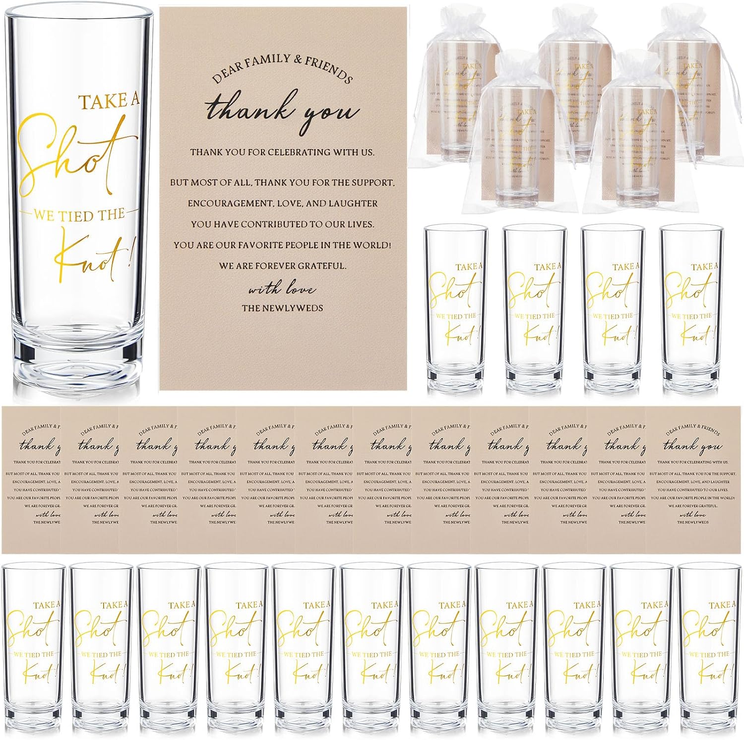 Ashenby 50 Set Wedding Thank You Gifts for Guests, Champagne, 6.3 x 4.2 inches, 150 Count