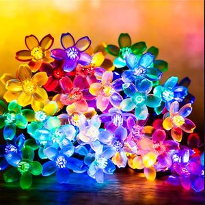 VelloHome 33ft 100 LED Plug in Pastel Christmas Flower String Lights Hanging Decor, 10.4 ounces