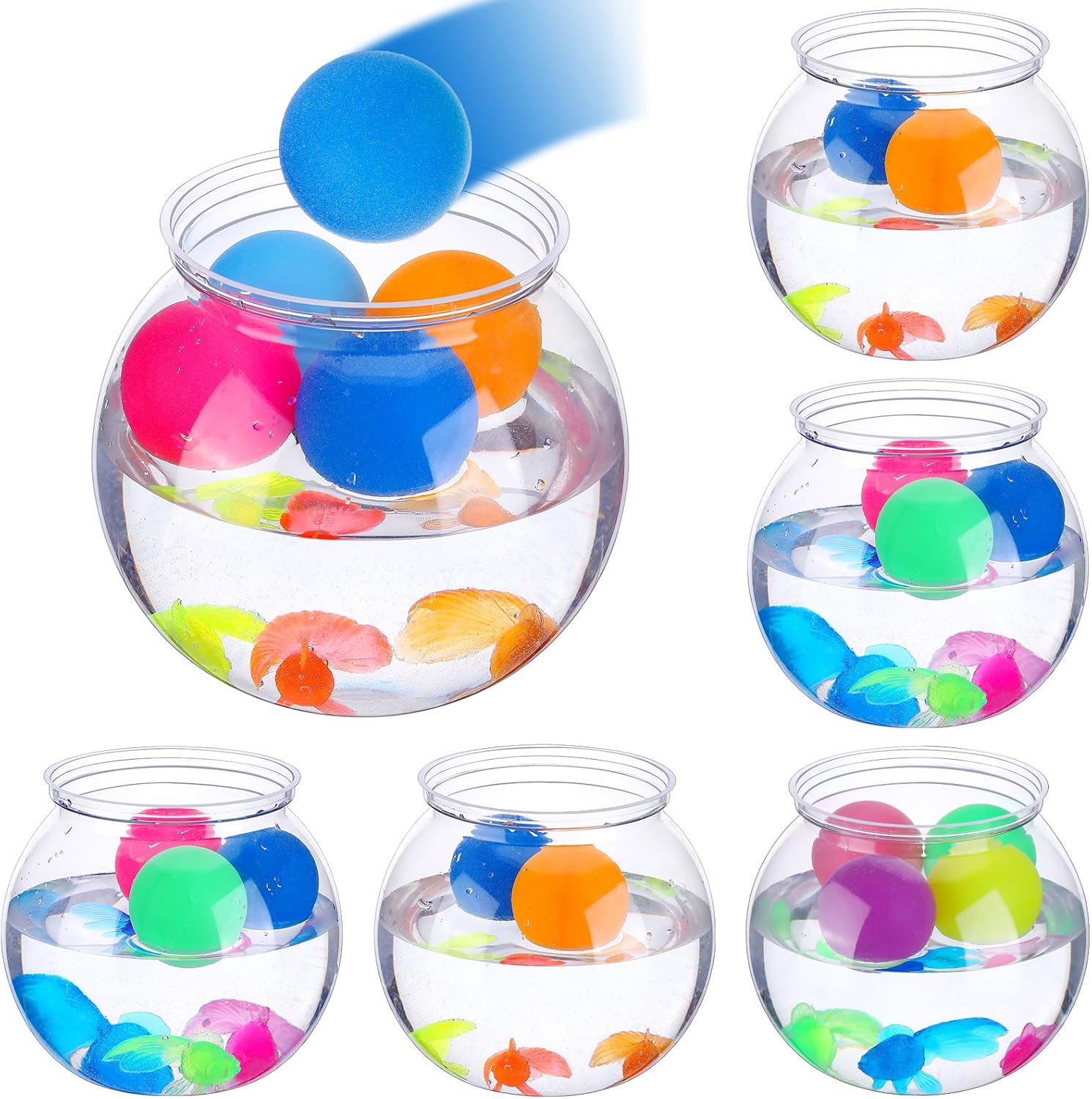 Aldernest 6 Set 30 oz Fish Bowl Table Tennis Carnival Game, bright color, 8 Count