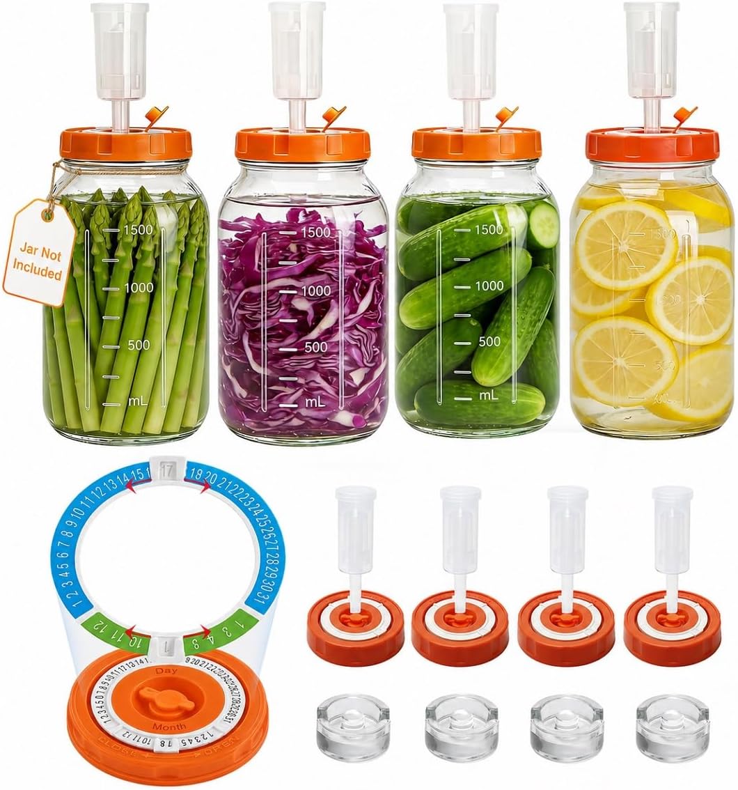 Aldernest 4 Pack Fermentation Kit for 3.3" Wide Mouth Mason Jar, 2.3 pounds