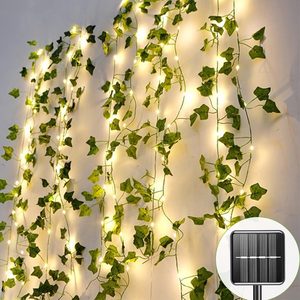 NestlyCo Outdoor Solar Fairy Lights, 39.3ft Ivy Fairy Lights with 120 LED String Lights, Green