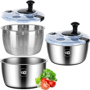Aldernest 5.3 Qt Stainless Steel Salad Spinner, Vegetable Spinners, Lettuce Spinner, 2.2 pounds