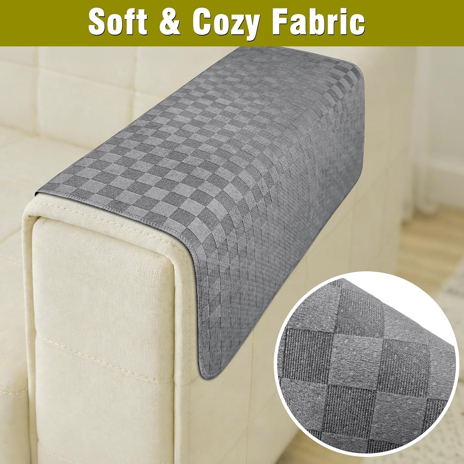 Aldernest Couch Arm Covers, Sofa Arm Covers, Waterproof Armrest Cover for Sofa, Loveseat, Dark Gray, 2
