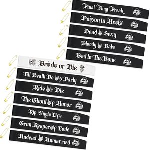 Ashenby 12 Pack Bride or Die Sashes for Gothic Spooky Bachelorette Party, 6.08 ounces, Black