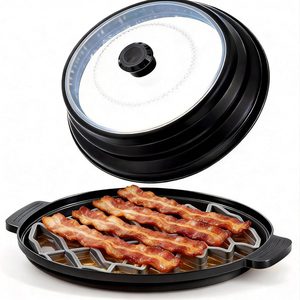 Tanglewick Microwave Bacon Cooker with Lid, 3-Piece Bacon Tray for Microwave Oven, 300 g, Black