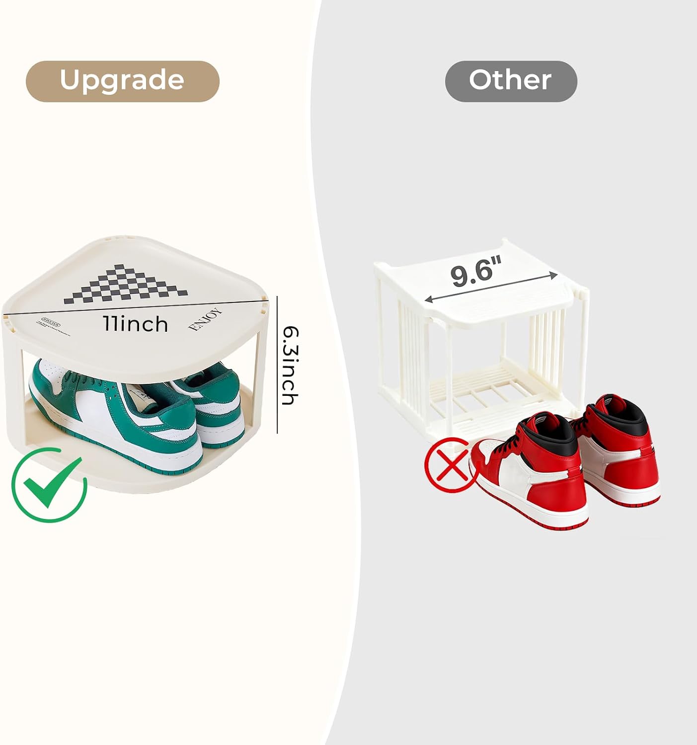 Aldernest 6 Tier Vertical Shoe Rack, Tall Freestanding Corner Shoe Organizer, 2.5 pounds, White