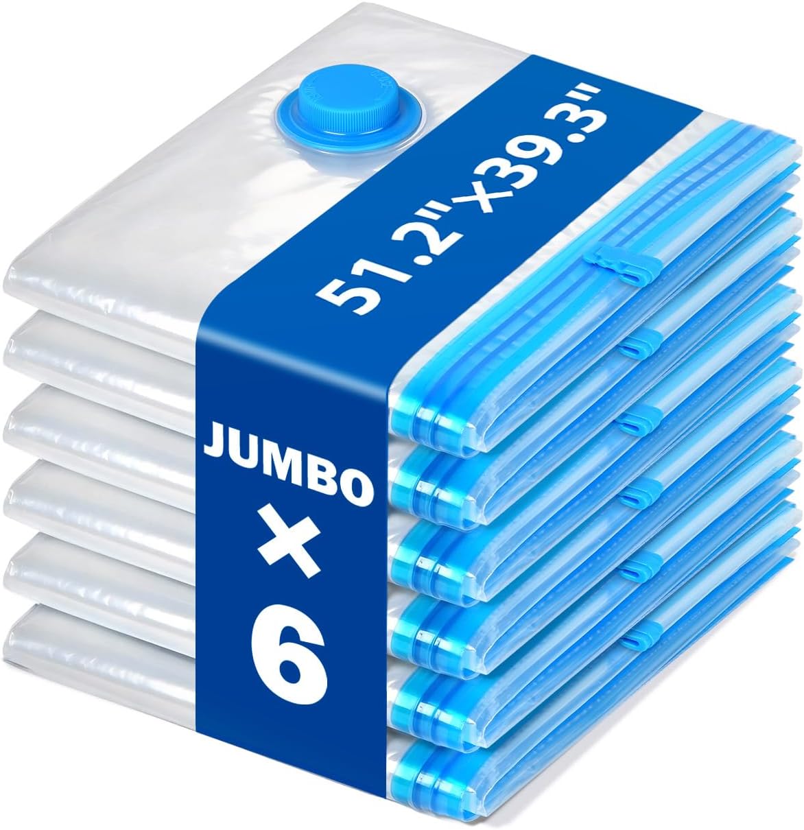 Barleyfield 6 Pack Jumbo Extra Large 51.2” x 39.3” Vacuum Storage Bags for King Size Comforter Bedding Pillow