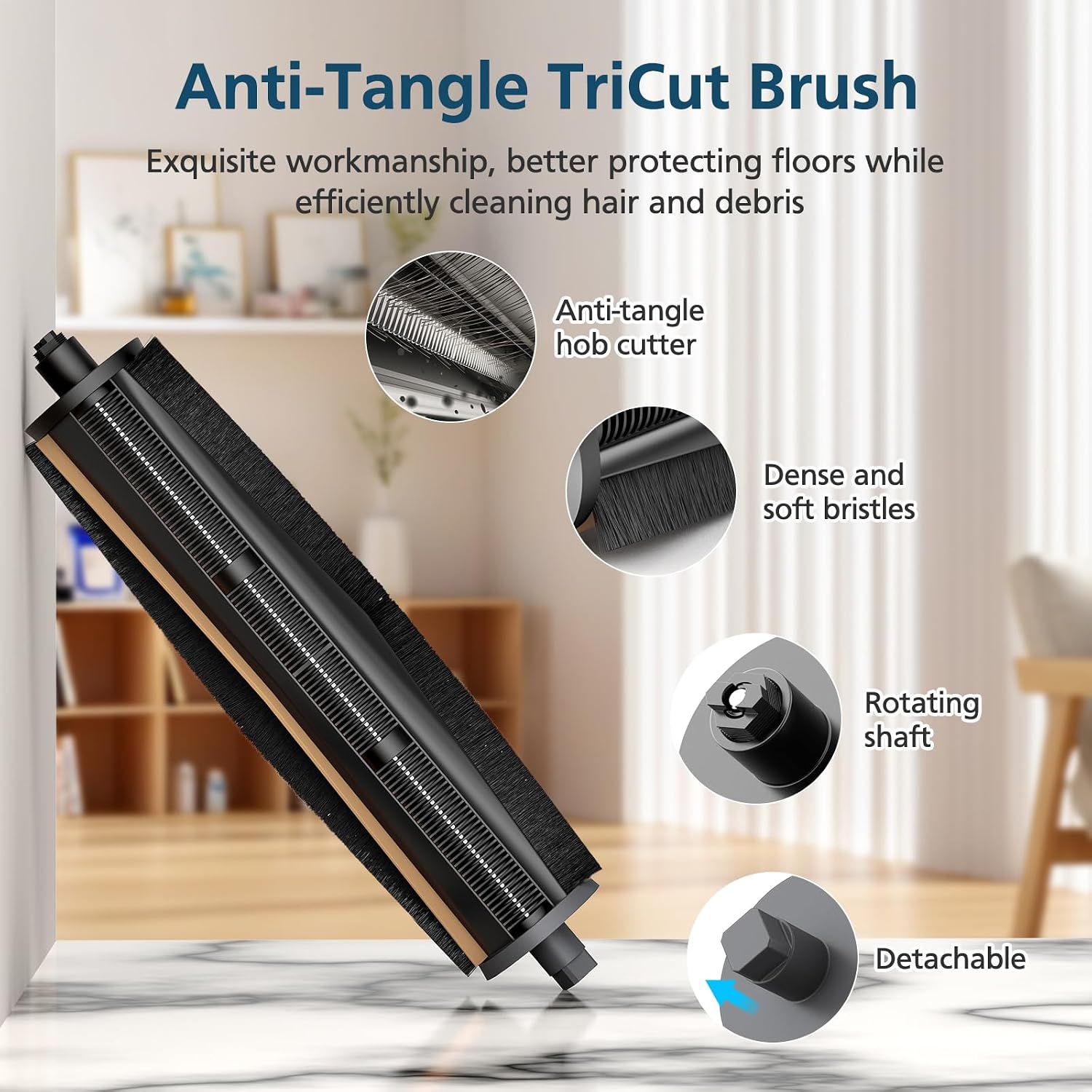 Barleyfield TriCut Brush for MOVA P10 Pro Ultra, for Dreame L40 Ultra, X40 Ultra