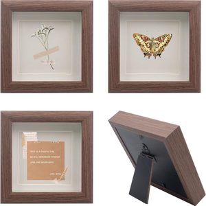Ashenby 4 PCS Shadow Box Picture Frame, Vintage Small Wood Square Frame, 0.75 kg, Walnut