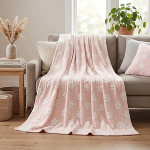 VelloHome Pink Flower Shape 3D Textured Throw Blanket 50x60