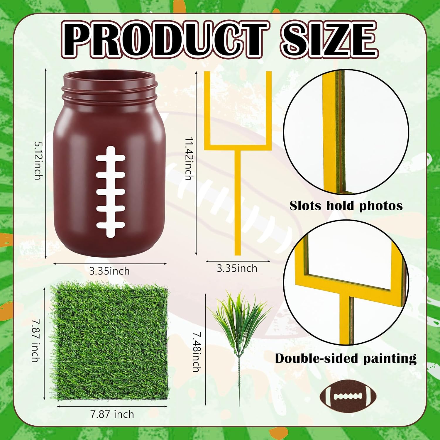 Ashenby 6 Sets 66 Pcs Football Centerpieces for Table, Goal Post Decor, 4.55 pounds