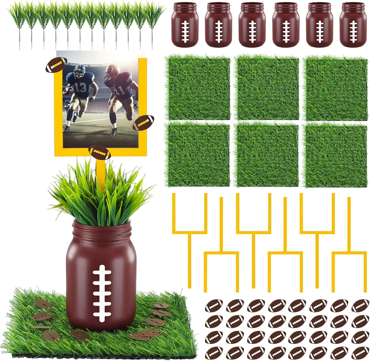 Ashenby 6 Sets 66 Pcs Football Centerpieces for Table, Goal Post Decor, 4.55 pounds