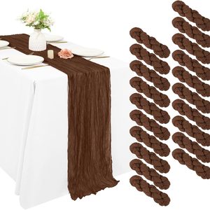 Ashenby 20 Pack Cheesecloth Table Runner 20 x 120 Inch, Brown, 20 Pack 10Ft