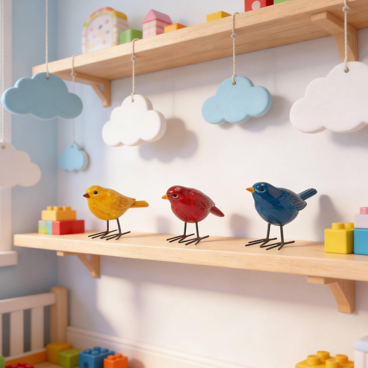 VelloHome Bird Figurines Home Decor - 3 Pcs Small Resin Animal Statues