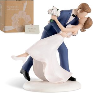 Ashenby 4.7” Classy Bride and Groom Cake Toppers, 1 Count (Pack of 1), White