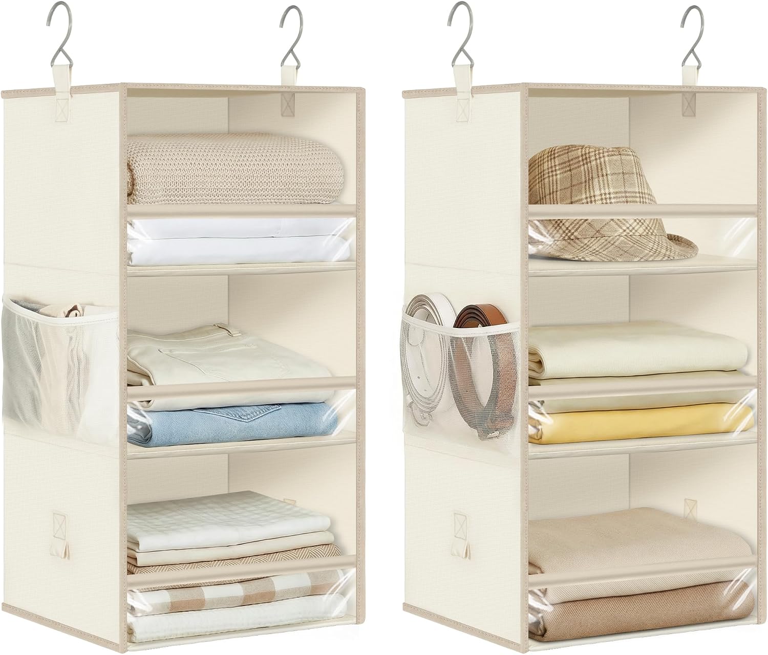 Ashenby 6-Shelf Hanging Closet Organizer and Storage, 12" W x 12" L x 48.23" H, Beige