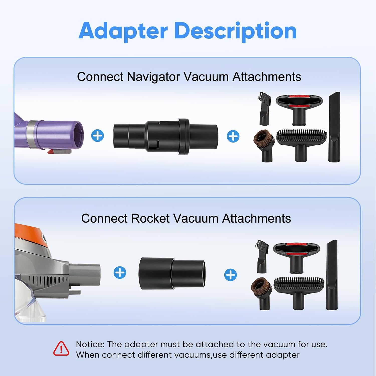 DomiCasa 1/4" Vacuum Attachments Set Fit for Shark Navigator Lift-Away&Rocket 7Pcs, 1 1/4 inches (32mm), Black