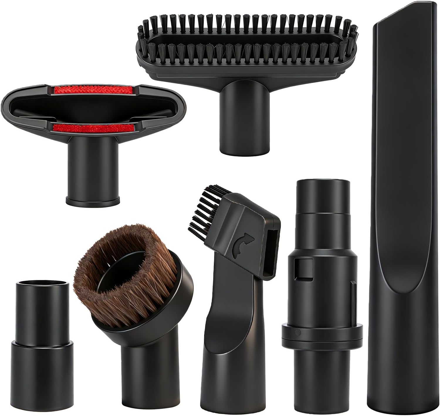 DomiCasa 1/4" Vacuum Attachments Set Fit for Shark Navigator Lift-Away&Rocket 7Pcs, 1 1/4 inches (32mm), Black