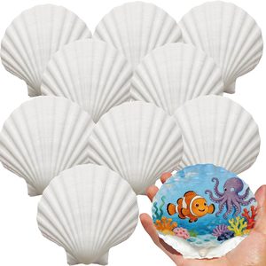 Ashenby 30Pcs 4"-5" Large Scallop Shells for Crafts, 2.6 pounds, White