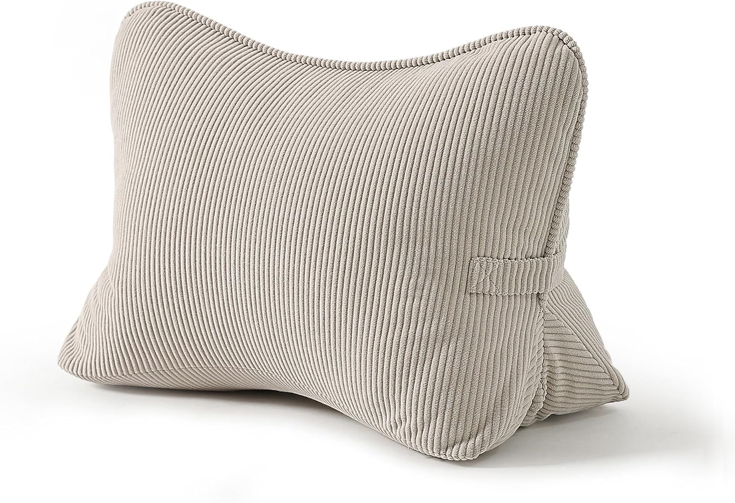 Aldernest Pat. Pend. Corduroy Lumbar Support Back Pillow for Watching TV, 2.8 pounds, Standard, Beige Gray