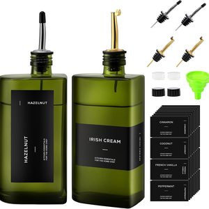 Ashenby 2 Pack UV-Protected Green Glass Olive Oil Dispenser Bottle Set