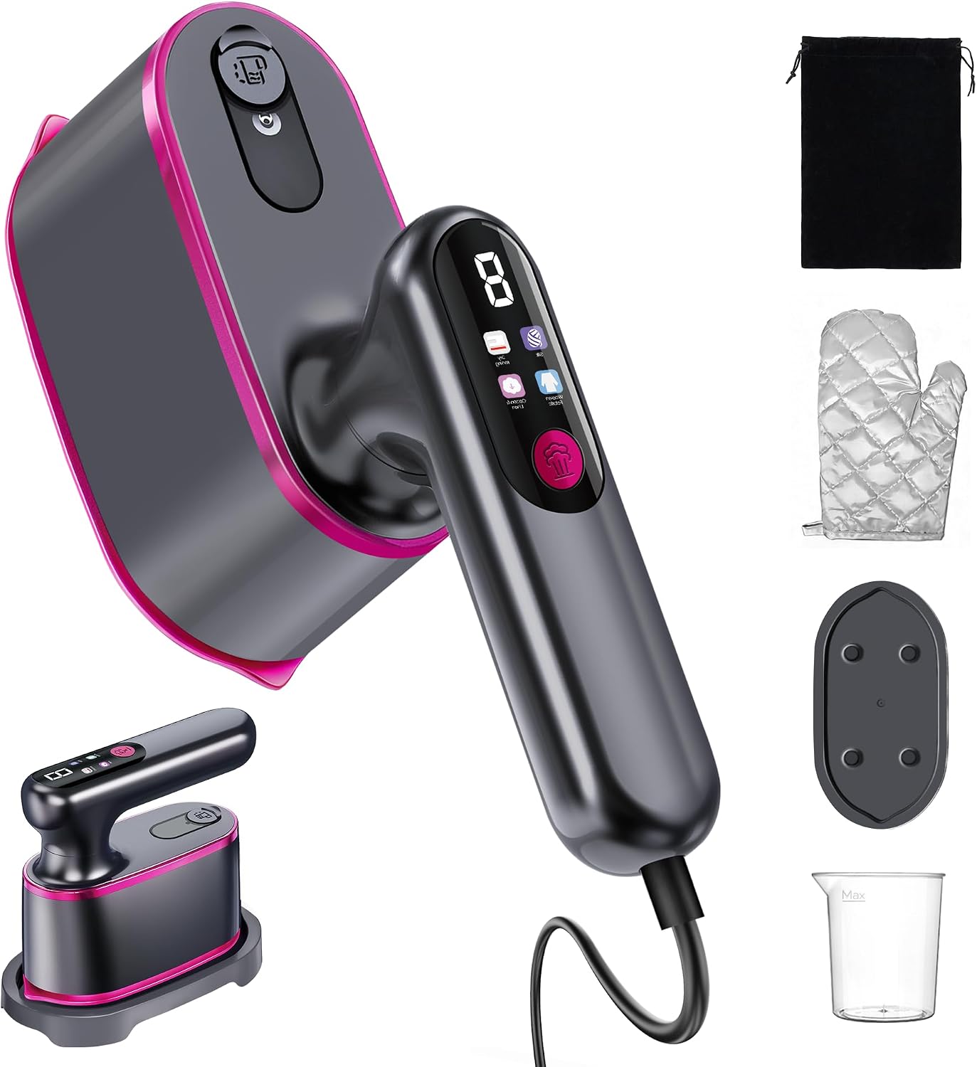 Elmgate Travel Steamer for Clothes & Iron for Clothes, Handheld Garment Steamer Iron, Gray & Purple