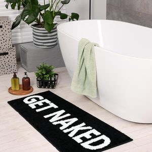 Aldernest Get Naked Bath Mat Black and White Long Bathroom Rugs, 1.5 pounds, 17*47"