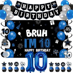 Ashenby Blue 10th Birthday Decorations Set for Boys Girls