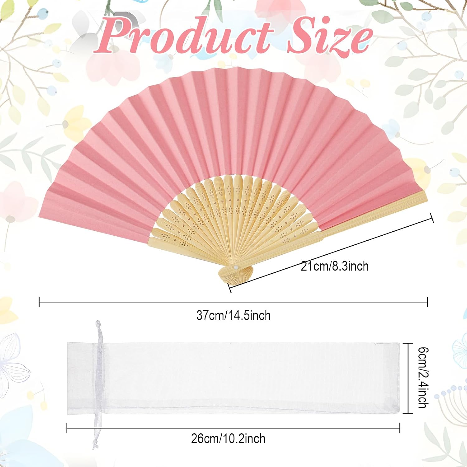 Aldernest 50 Pcs Folding Paper Fans Bulk Wedding Fans for Guests, Pastel, 2.64 pounds
