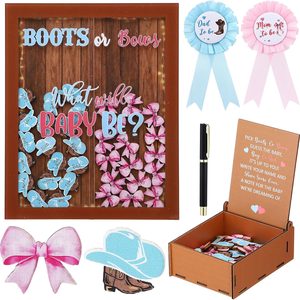 Aldernest Boots or Bows Gender Reveal Decor Western Voting Board Games, 1.01 pounds