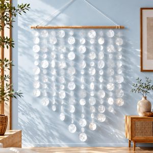 Aldernest 1 Pcs Capiz Shell Wall Decor Art Hanger, White, 24x30 Inch, 1.1 pounds