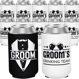 Aldernest 12 Pack Bachelor Party Can Cooler Sleeves, 8 ounces, Standard Can Coolers, Groom