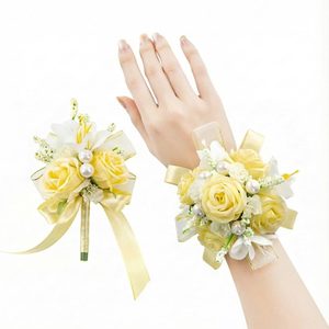 Barleyfield Yellow Corsage and Boutonniere Set Prom Wrist Corsage Flower, 0.12 kg